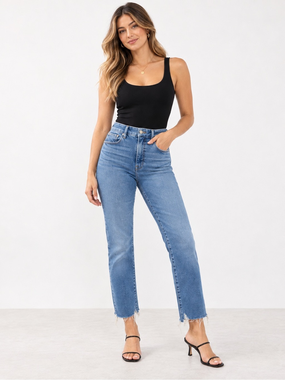 Good American Soft Tech Good Legs Straight Jeans